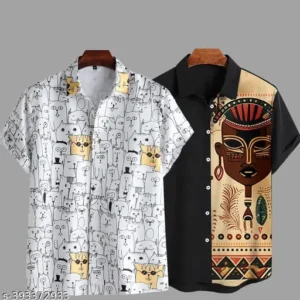 MENS PRINTED SHIRT(PACK OF 2)